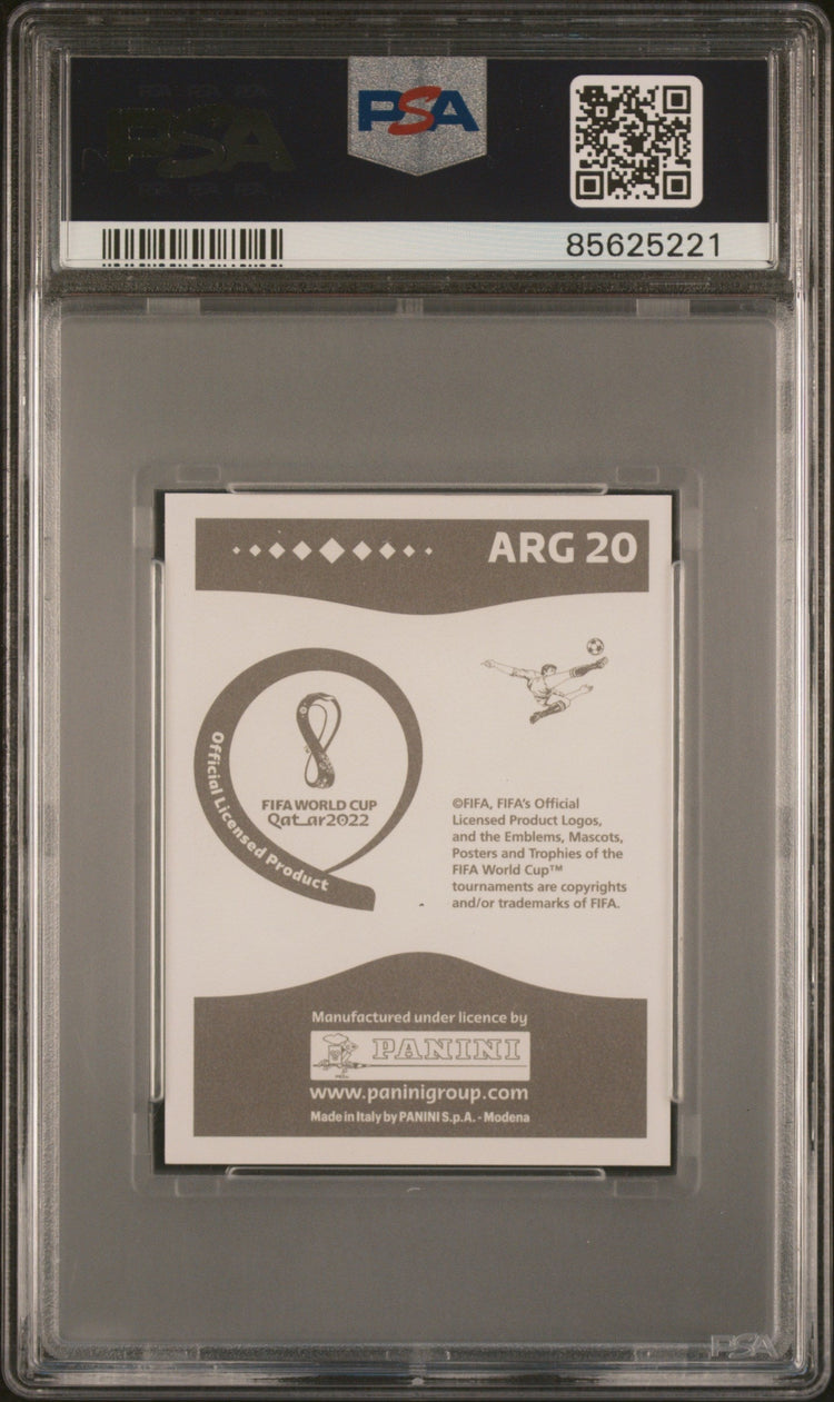 Graded 2022 Panini World Cup Lionel Messi #ARG20 Gray Back Soccer Sticker Card PSA 9 Mint