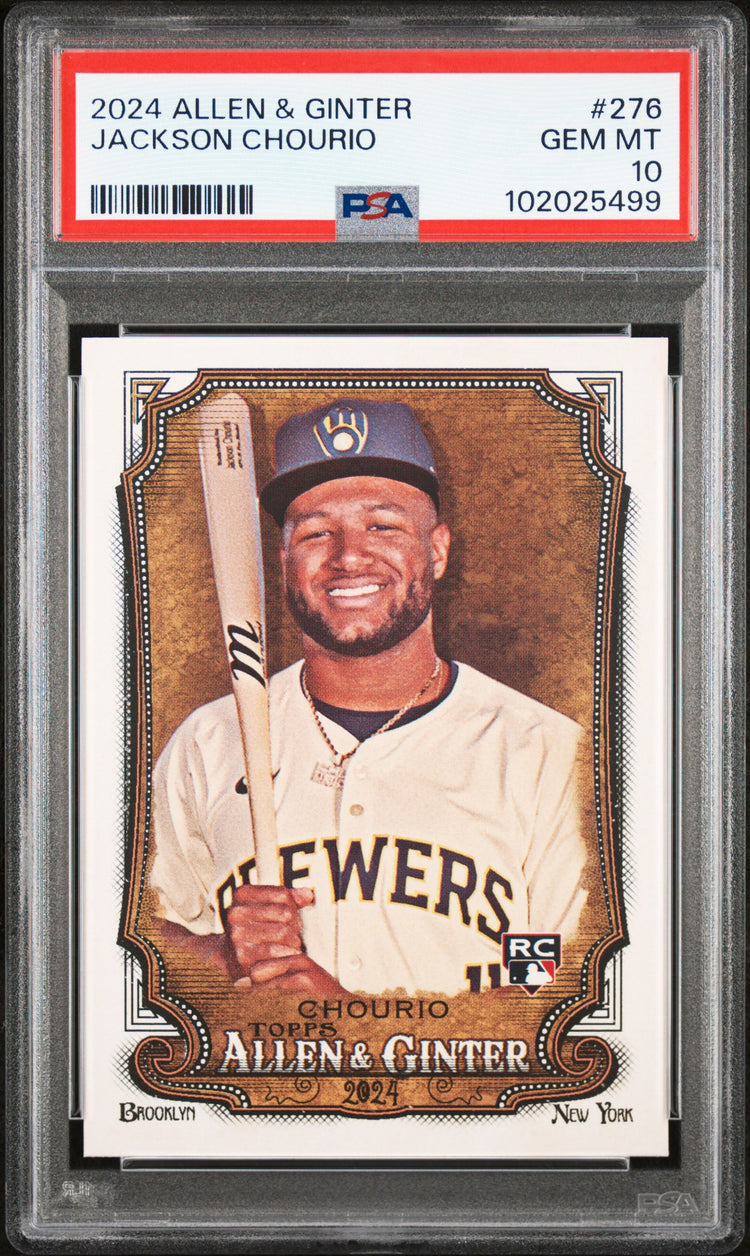 Graded 2024 Topps Allen & Ginter Jackson Chourio #276 Rookie RC Baseball Card PSA 10 Gem Mint