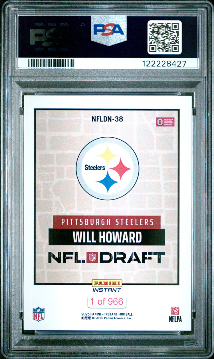 Graded 2025 Panini Instant Will Howard #NFLDN38 NFL Draft Night Rookie RC Football Card PSA 8 Near Mint