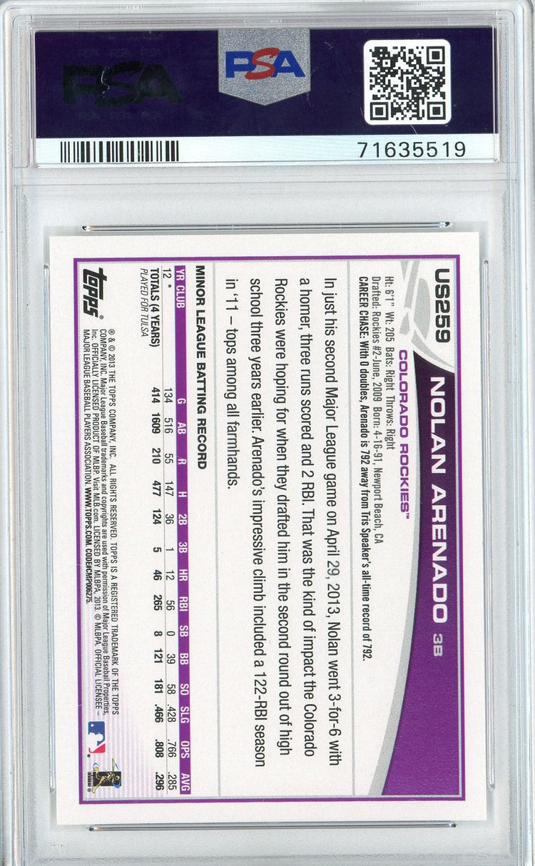 Graded 2013 Topps Update Nolan Arenado #US259 Rookie RC Baseball Card PSA 10 Gem Mint