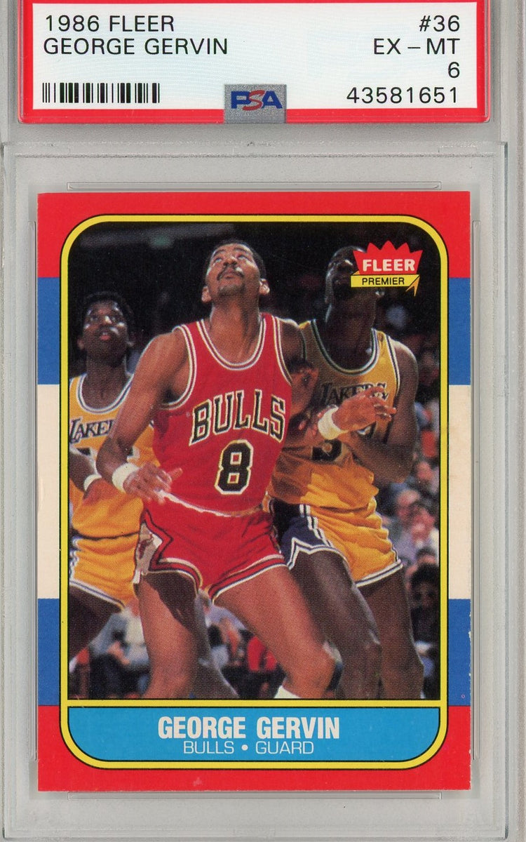 Graded 1986 Fleer George Gervin #36 Basketball Card PSA 6 EX-MT
