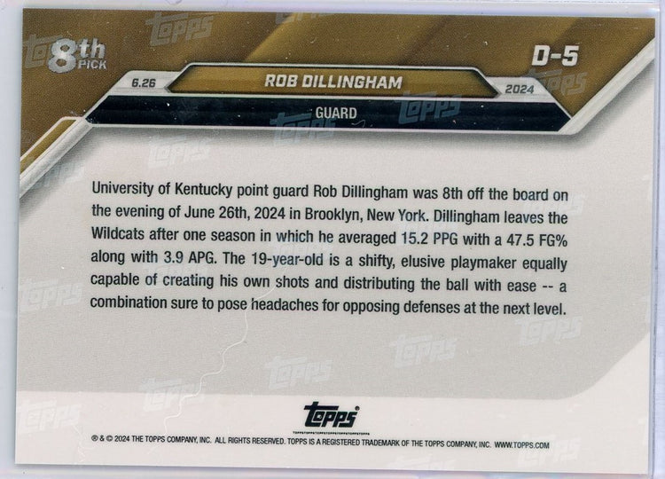 2024 Topps Now Rob Dillingham #D5 Purple #/25 Rookie RC Basketball Card