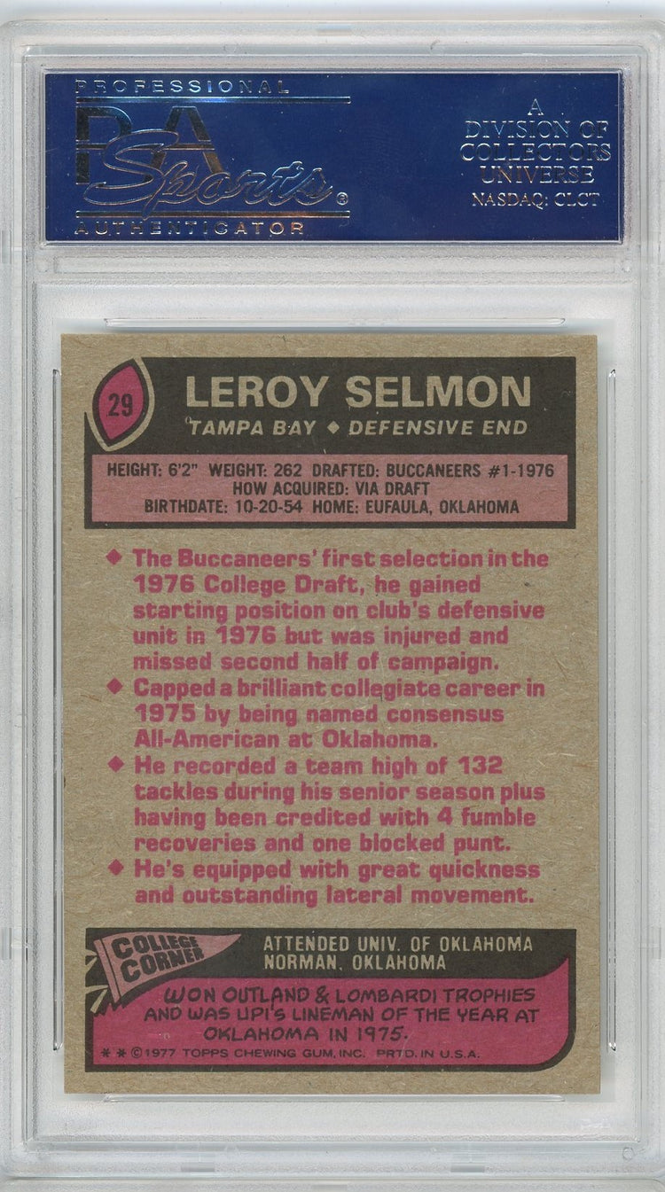 Graded 1977 Topps Leroy Lee Roy Selmon #29 Rookie RC Football Card PSA 8 NM-MT