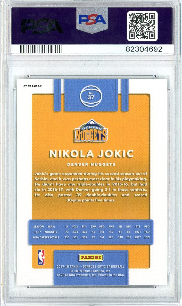 Graded 2017 Panini Donruss Optic Nikola Jokic #37 HOLO Basketball Card PSA 10 Gem Mint