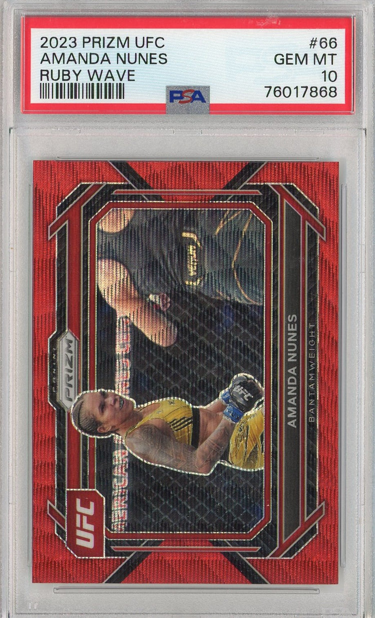 Graded 2023 Prizm UFC Amanda Nunes #66 Ruby Wave UFC MMA Card PSA 10 Gem Mint