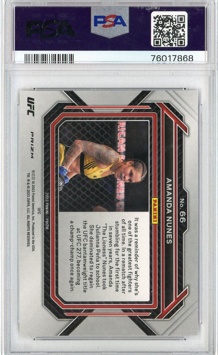 Graded 2023 Prizm UFC Amanda Nunes #66 Ruby Wave UFC MMA Card PSA 10 Gem Mint