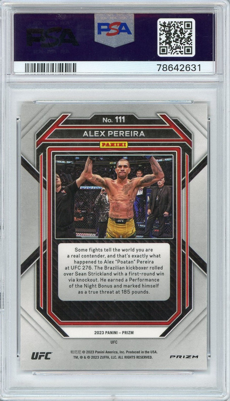 Graded 2023 Prizm UFC Alex Pereira #111 Ruby Wave Rookie RC UFC MMA Card PSA 10 Gem Mint