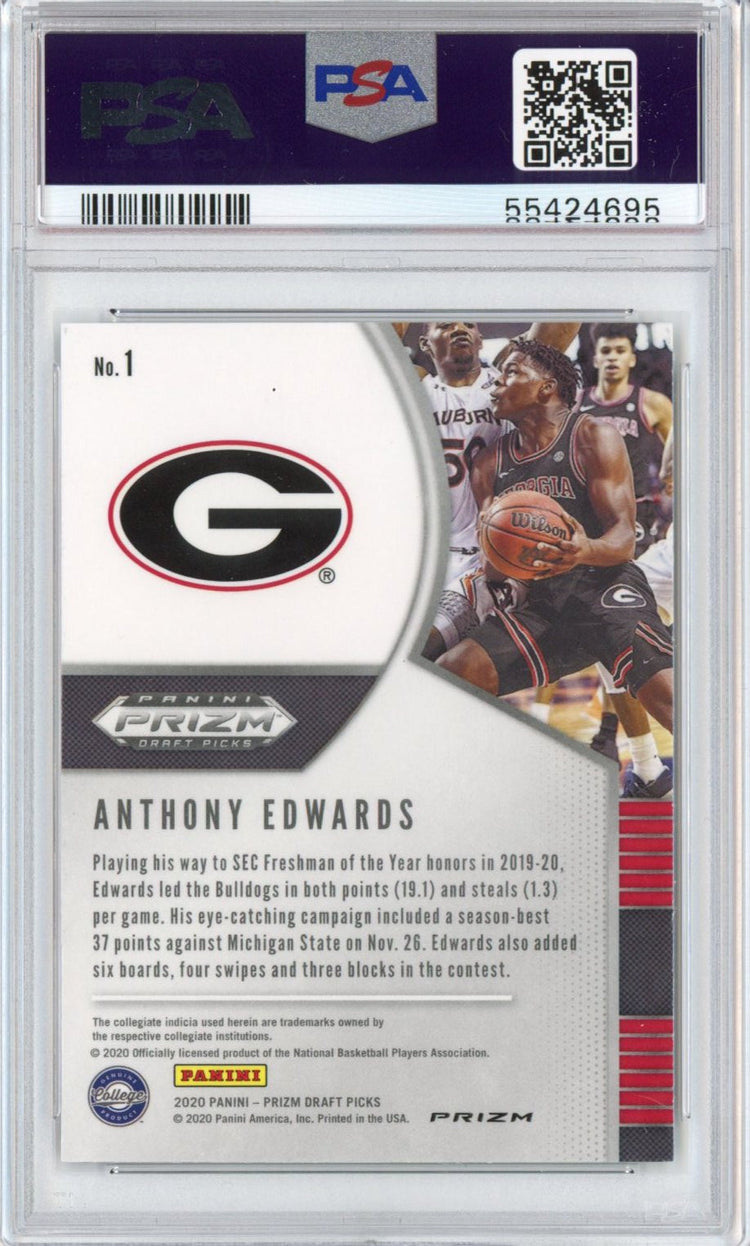 Graded 2020-21 Panini Prizm DP Draft Picks Anthony Edwards #1 Green Rookie RC Basketball Card PSA 10 Gem Mint