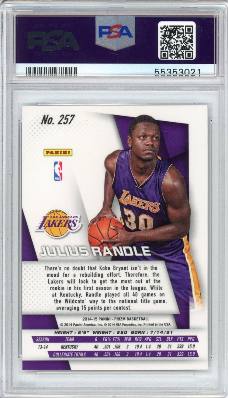 Graded 2014-15 Panini Prizm Julius Randle #257 Rookie RC Basketball Card PSA 10 Gem Mint
