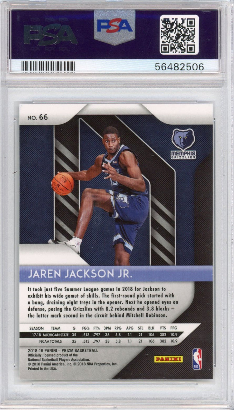 Graded 2018-19 Panini Prizm Jaren Jackson Jr. #66 Rookie RC Basketball Card PSA 10 Gem Mint