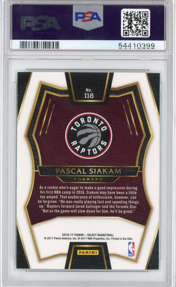 Graded 2016-17 Panini Select Pascal Siakam #118 Rookie RC Basketball Card PSA 10 Gem Mint