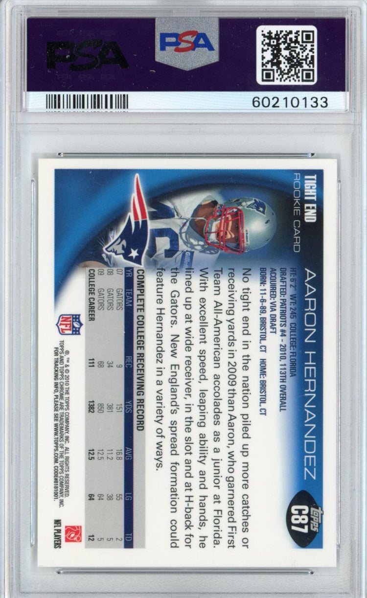 Graded 2010 Topps Chrome Aaron Hernandez #C87 Rookie RC Football Card PSA 10 Gem Mint