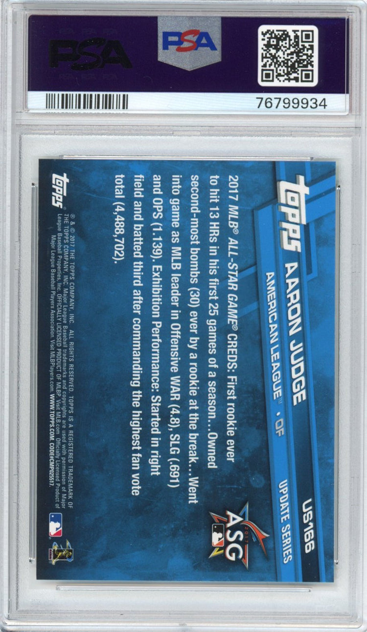 Graded 2017 Topps Update Aaron Judge #US166 Throwing Rookie RC Baseball Card PSA 10 Gem Mint