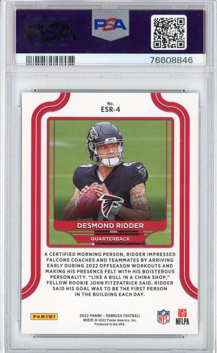 Graded 2022 Panini Donruss Desmond Ridder #ESR4 Elite Series Rookie RC Football Card PSA 10 Gem Mint