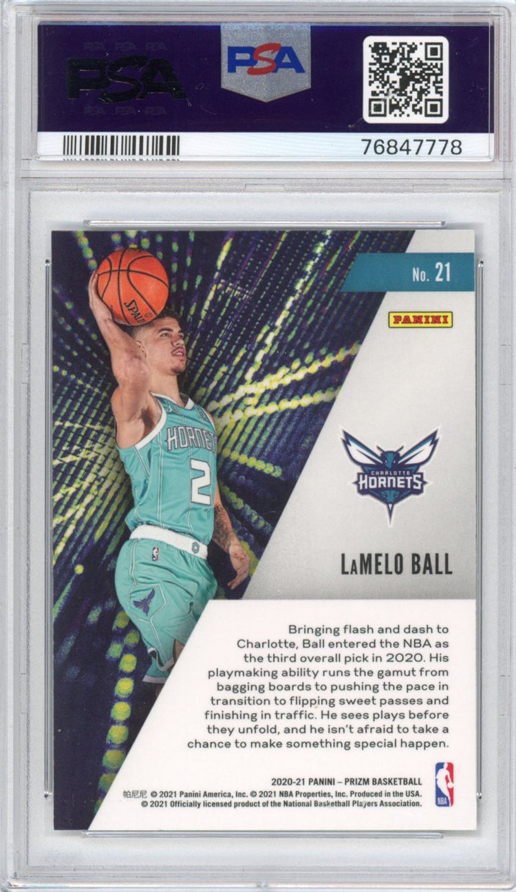 Graded 2020-21 Panini Prizm LaMelo Ball #21 Instant Impact Rookie RC Basketball Card PSA 10 Gem Mint