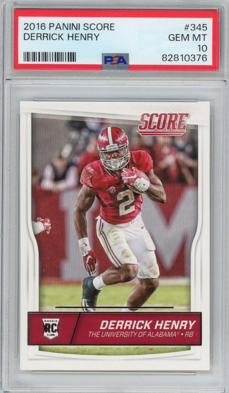 Graded 2016 Panini Score Derrick Henry #345 Rookie RC Football Card PSA 10 Gem Mint
