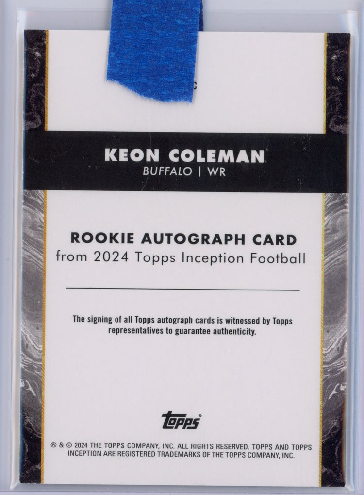 2024 Topps Inception Keon Coleman #RAKC Autograph Rookie RC Football Card