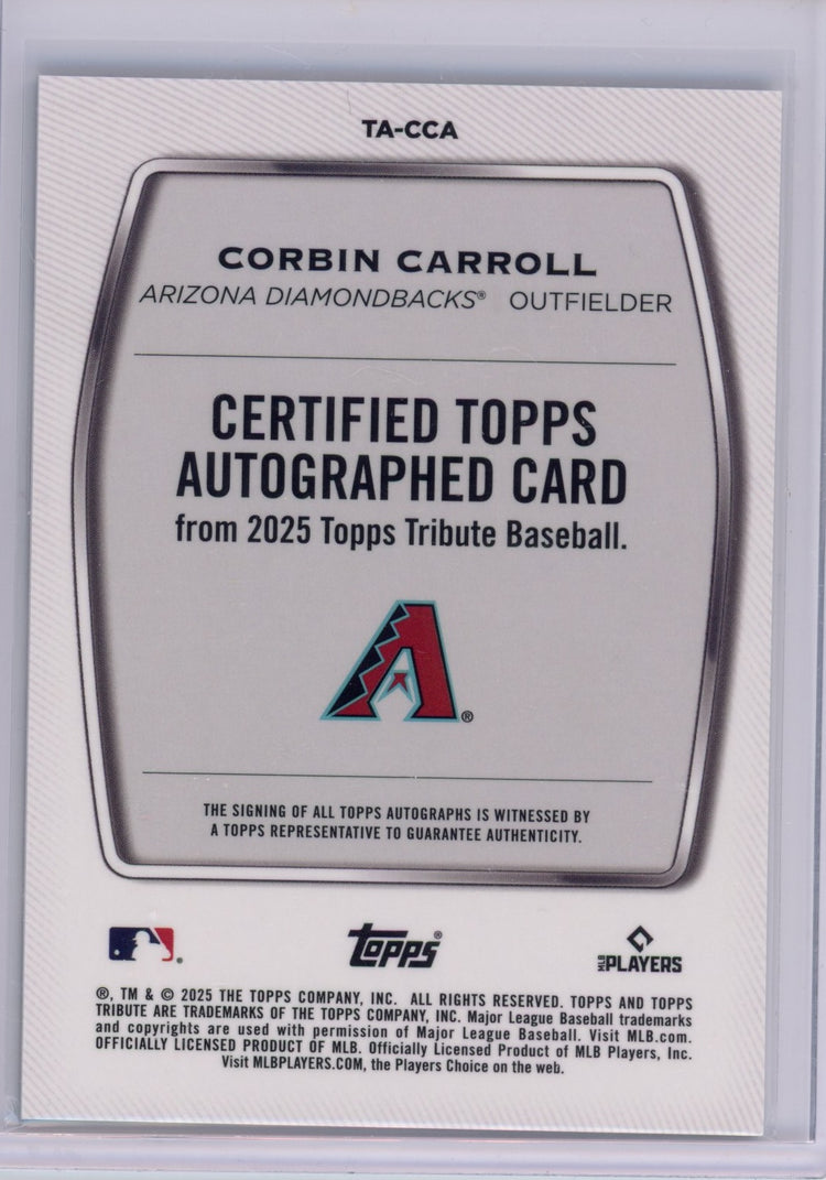 2025 Topps Tribute Corbin Carroll #TACCA Green Auto /99 Baseball Card