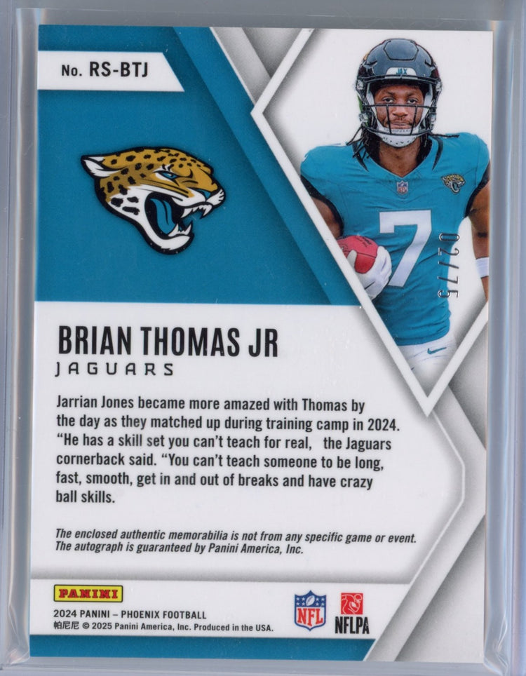 2024 Panini Phoenix Brian Thomas Jr #RSBTJ Rookie Silhouettes Auto /75 Rookie RC Football Card