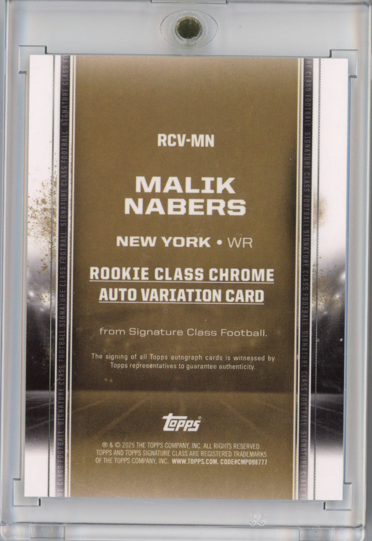 2024 Topps Malik Nabers #RCVMN Signature Class Chrome Autograph Variation New York Giants Rookie RC Football Card