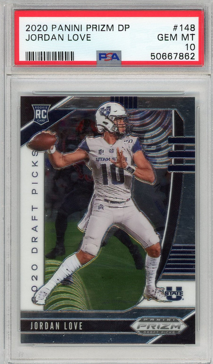 Graded 2020 Panini Prizm DP Jordan Love #148 Rookie RC Football Card PSA 10 Gem Mint