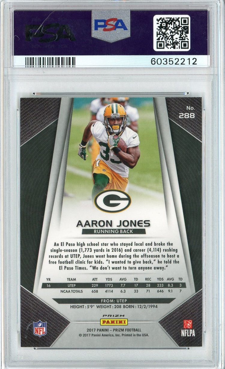 Graded 2017 Panini Prizm Aaron Jones #288 Prizm Rookie RC Football Card PSA 10 Gem Mint