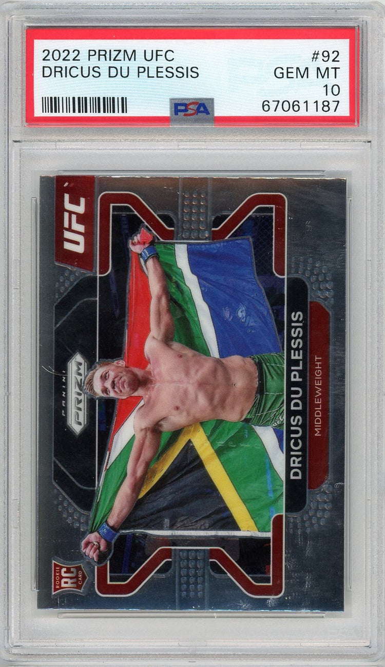 Graded 2022 Panini Prizm UFC Dricus Du Plessis #92 Rookie RC UFC MMA Card PSA 10 Gem Mint