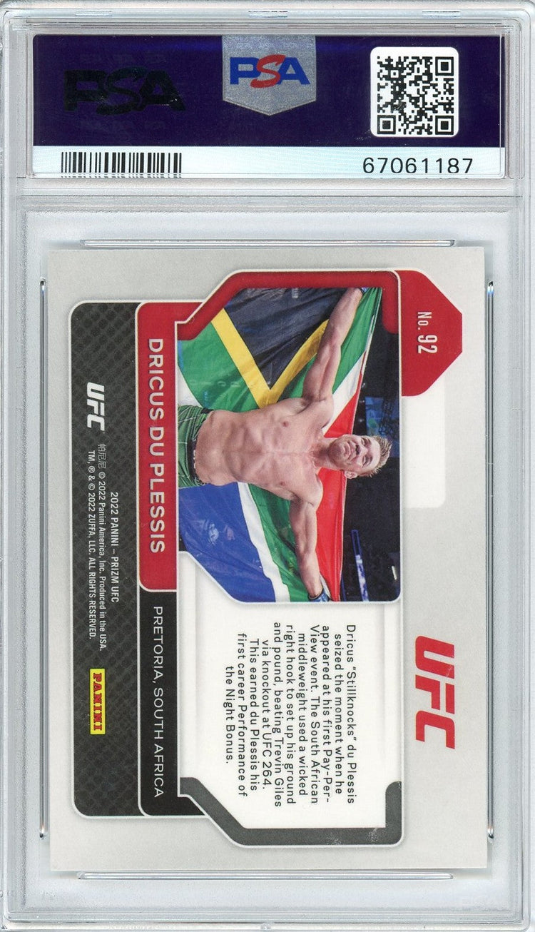 Graded 2022 Panini Prizm UFC Dricus Du Plessis #92 Rookie RC UFC MMA Card PSA 10 Gem Mint