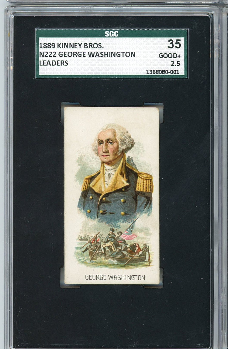 Graded 1889 N222 Kinney Bros. Leaders George Washington Baseball Tobacco Card SGC 2.5 Good