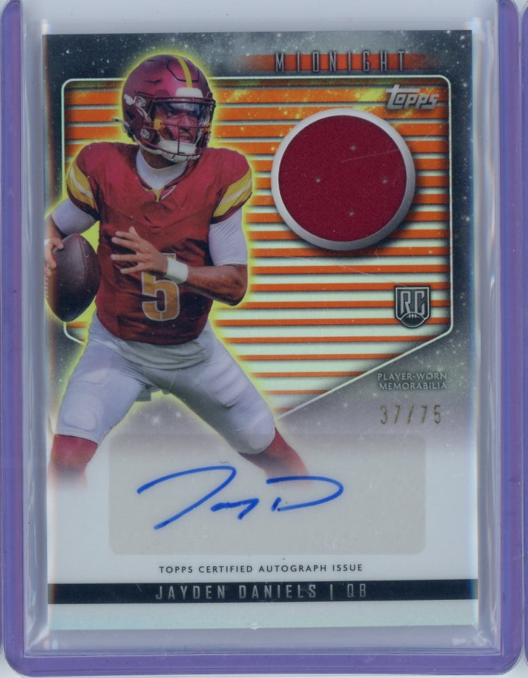 2024 Topps Midnight Jayden Daniels #RJA-JD Rookie Patch Autograph RPA /75 Rookie RC Football Card