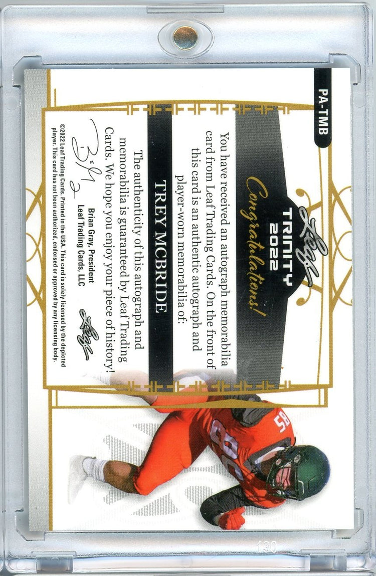 2022 Leaf Trinity Trey McBride #PA-TMB /30 RPA Autographed Rookie RC Football Card