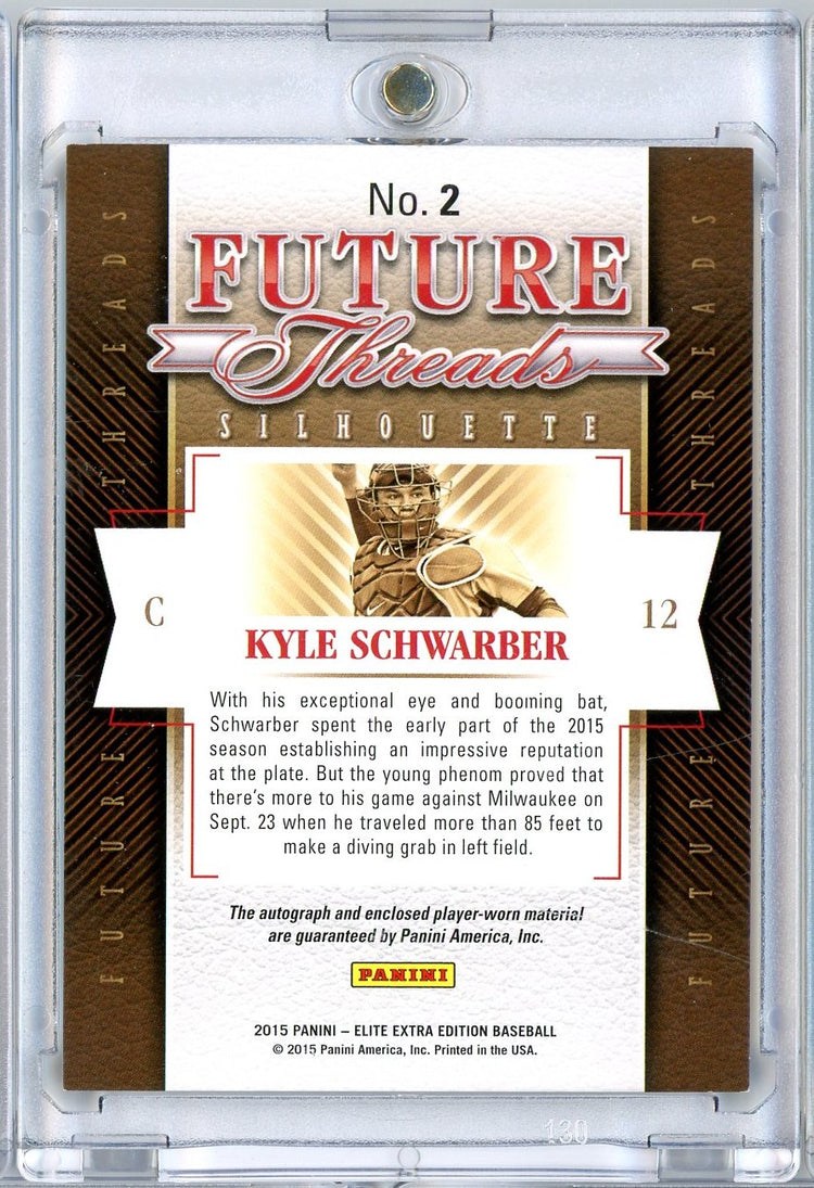2015 Panini Elite Extra Edition Kyle Schwarber #2 /49 Future Threads Silhouette RPA Auto Rookie RC Baseball Card
