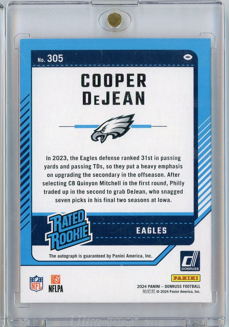 2024 Panini Donruss Orange Parallel Cooper DeJean #305 Auto Rookie RC Football Card