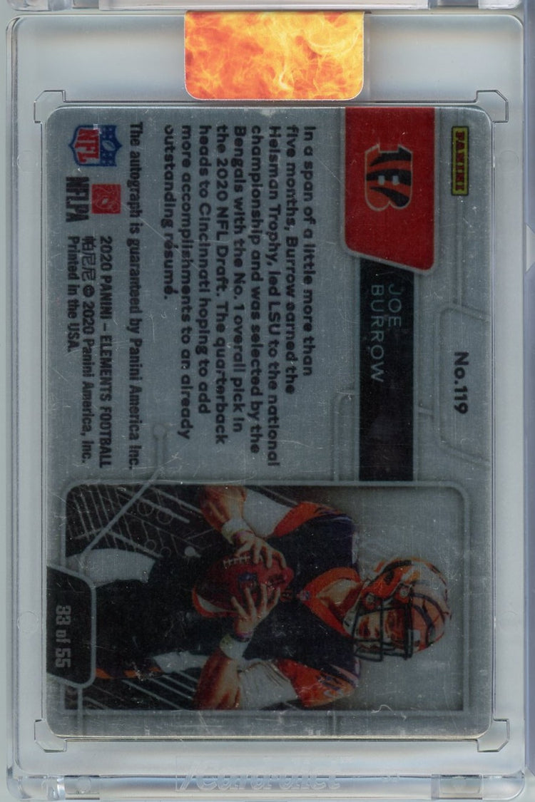 2020 Panini Elements Joe Burrow #119 Rookie Auto /55 Rookie RC Football Card