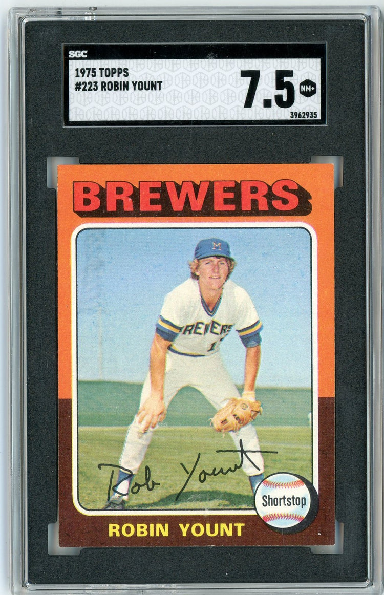 Graded 1975 Topps Robin Yount #223 Rookie RC Baseball Card SGC 7.5 Near Mint+
