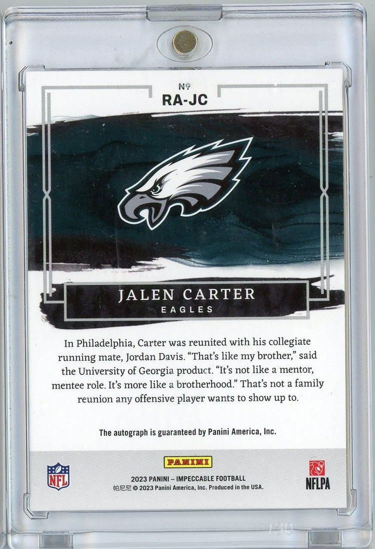 2023 Panini Impeccable Jalen Carter #RA-JC /99 Rookie Autographs Auto Rookie RC Football Card