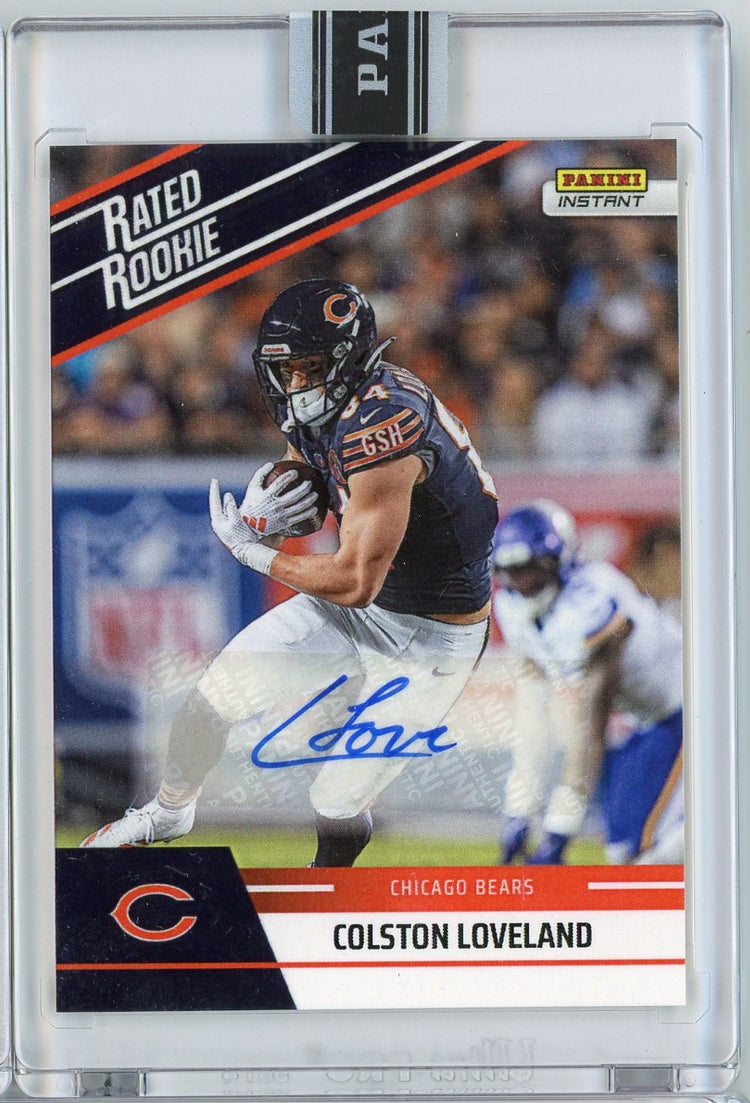 2025 Panini Instant NFL Colston Loveland #4 Rated Rookie Retro Auto /99 Chicago Bears Rookie RC Football Card
