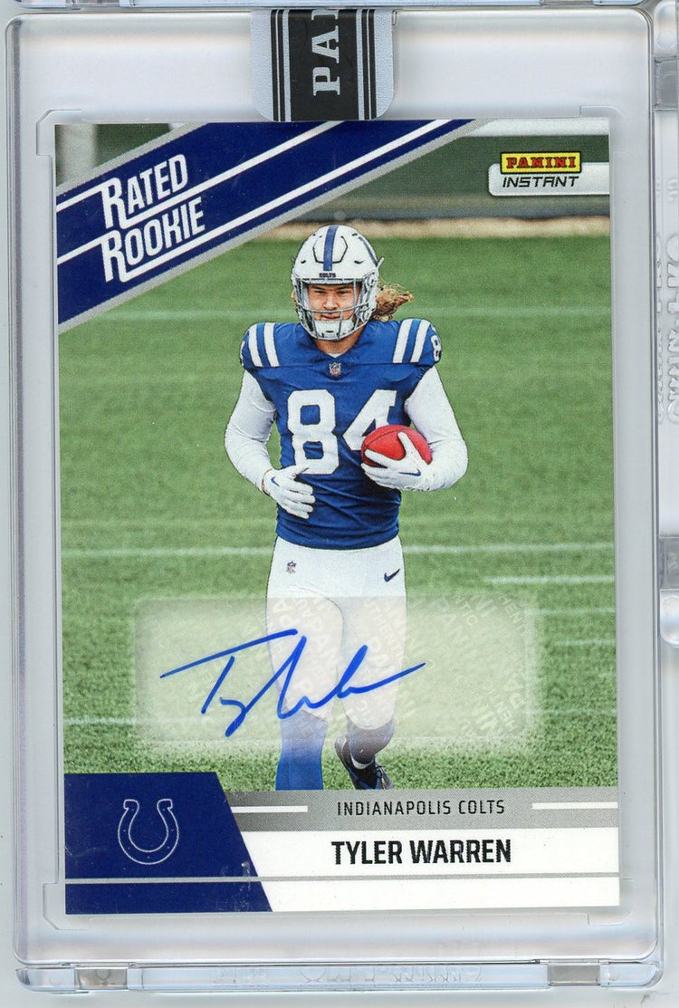 2025 Panini Instant NFL Tyler Warren #31 Rated Retro Rookie Auto /99 Indianapolis Colts Rookie RC Football Card