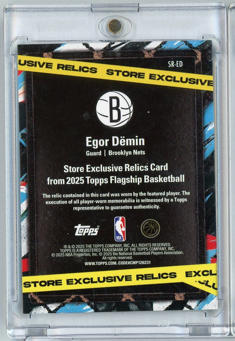 2025 Topps Egor Demin #SRED /50 Store Exclusive Relics Brooklyn Nets Rookie RC Basketball Card