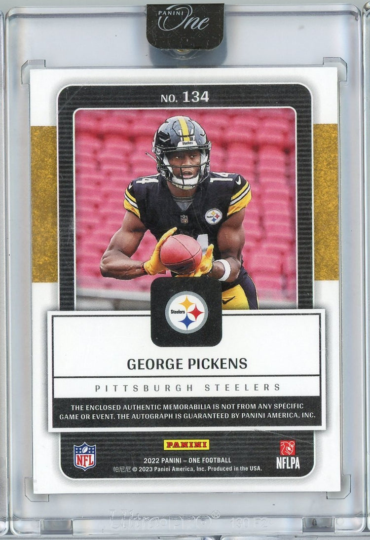 2022 Panini One George Pickens #134 /49 Rookie Patch Auto RPA Rookie RC Football Card