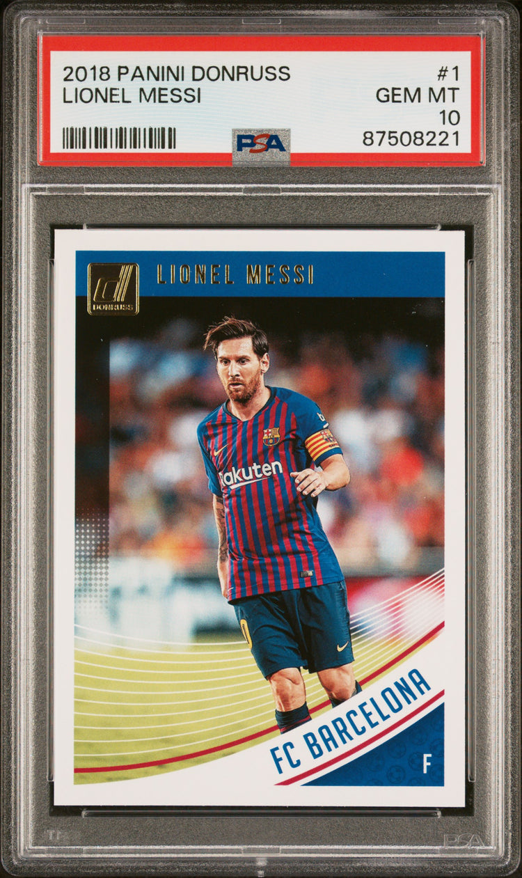 Graded 2018 Panini Donruss Lionel Messi #1 Soccer Card PSA 10 Gem Mint