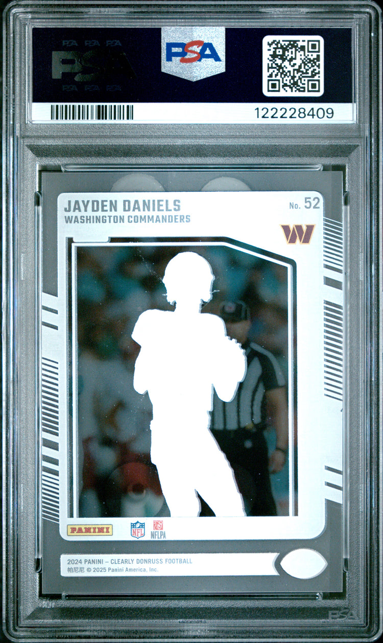 Graded 2024 Panini Clearly Donruss Jayden Daniels #52 Rookie RC Football Card PSA 8 Near Mint
