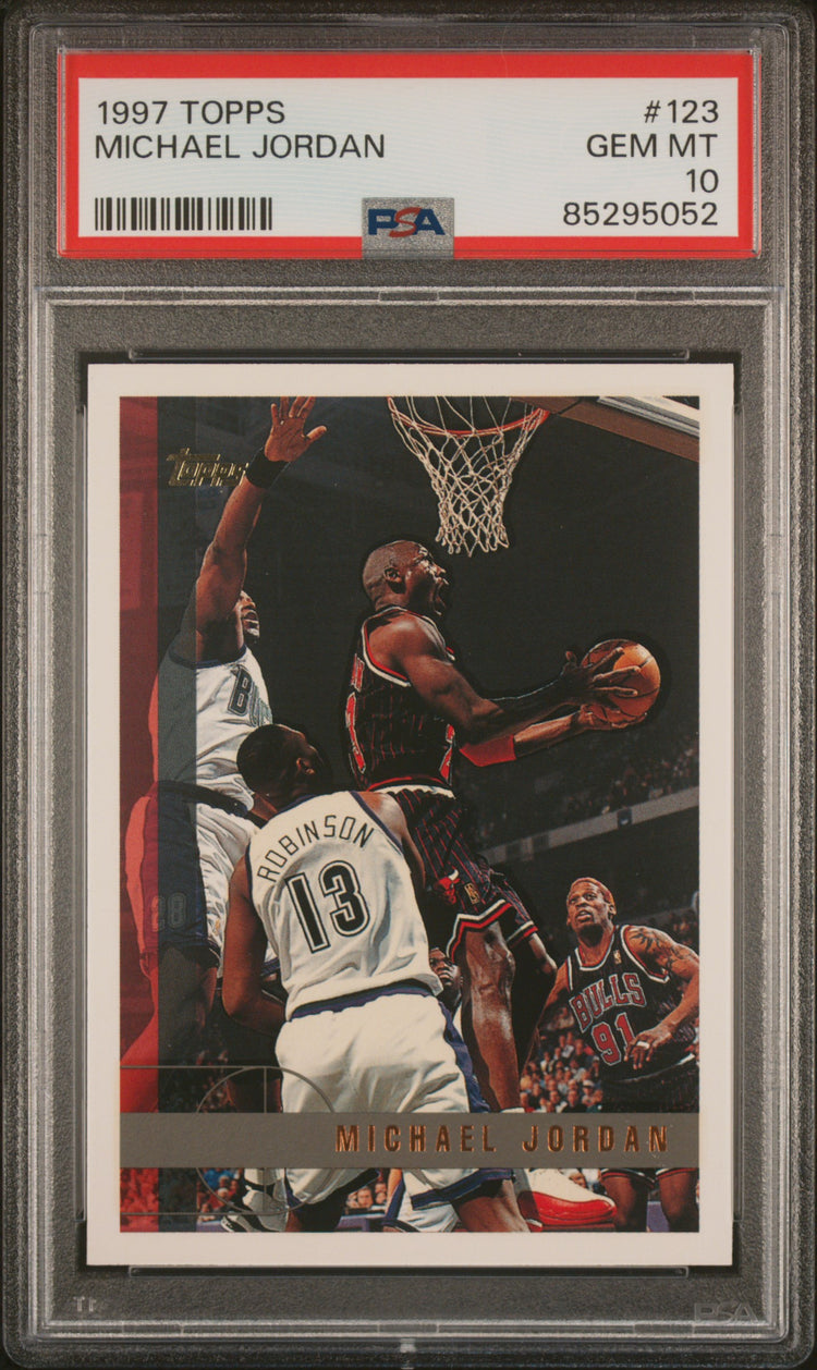Graded 1997 Topps Michael Jordan #123 Basketball Card PSA 10 Gem Mint