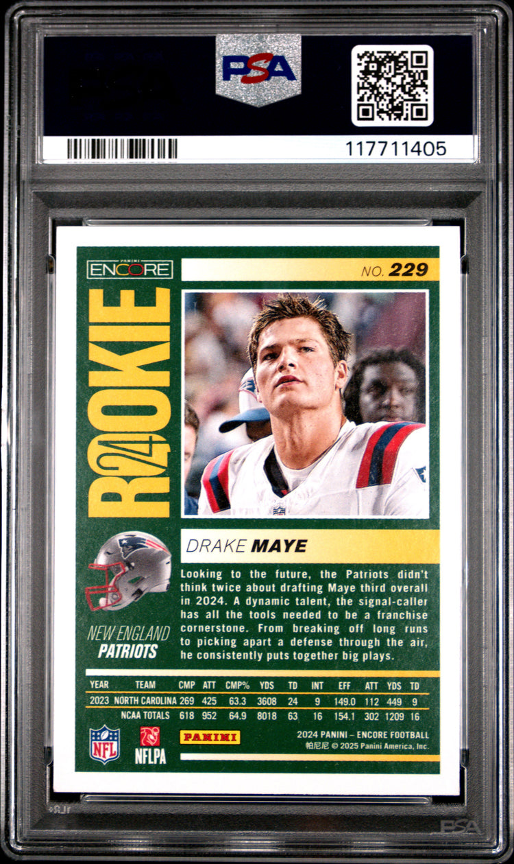 Graded 2024 Panini Encore Drake Maye #229 Rookie RC Football Card PSA 7 Near Mint