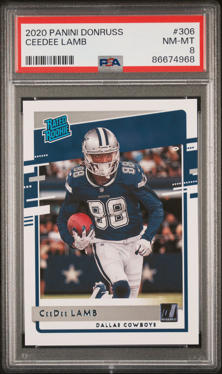 Graded 2020 Panini Donruss CeeDee Lamb #306 Rookie RC Football Card PSA 8 Near Mint