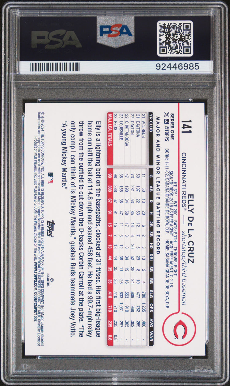 Graded 2024 Topps Elly De La Cruz #141 Rookie RC Baseball Card PSA 8 Near Mint