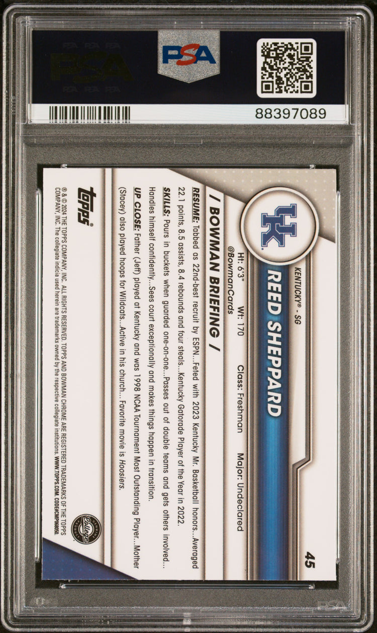 Graded 2023 Topps Bowman U Sapphire Reed Sheppard #45 Rookie RC Basketball Card PSA 10 Gem Mint