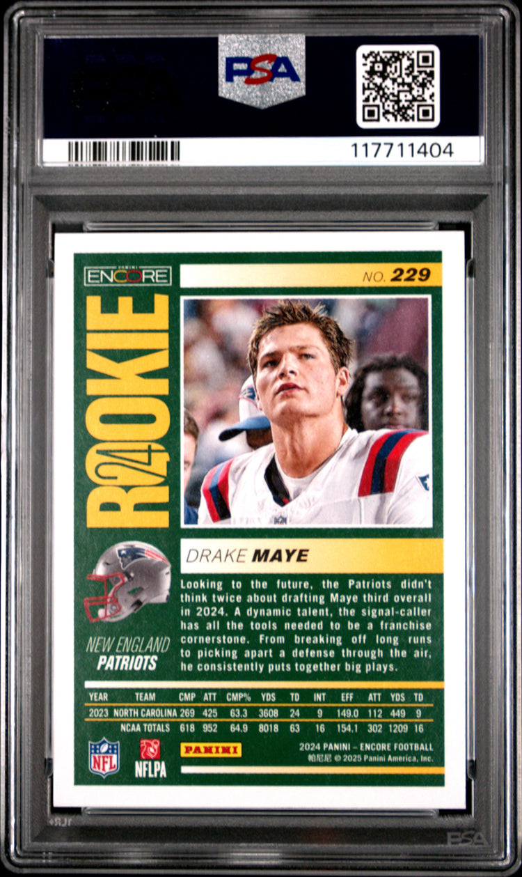 Graded 2024 Panini Encore Drake Maye #229 Rookie RC Football Card PSA 9 Mint