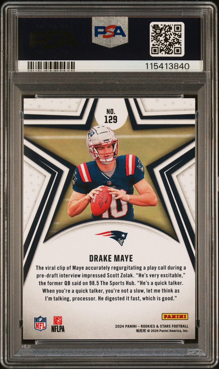 Graded 2024 Panini Rookies & Stars Drake Maye #129 Rookie RC Football Card PSA 8 Near Mint