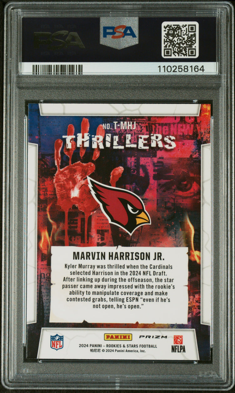 Graded 2024 Panini Rookies & Stars Marvin Harrison Jr #TMHJ Thrillers Red Plaid Rookie RC Football Card PSA 10 Gem Mint